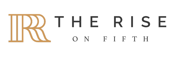 The Rise on Fifth logo in black and gold.